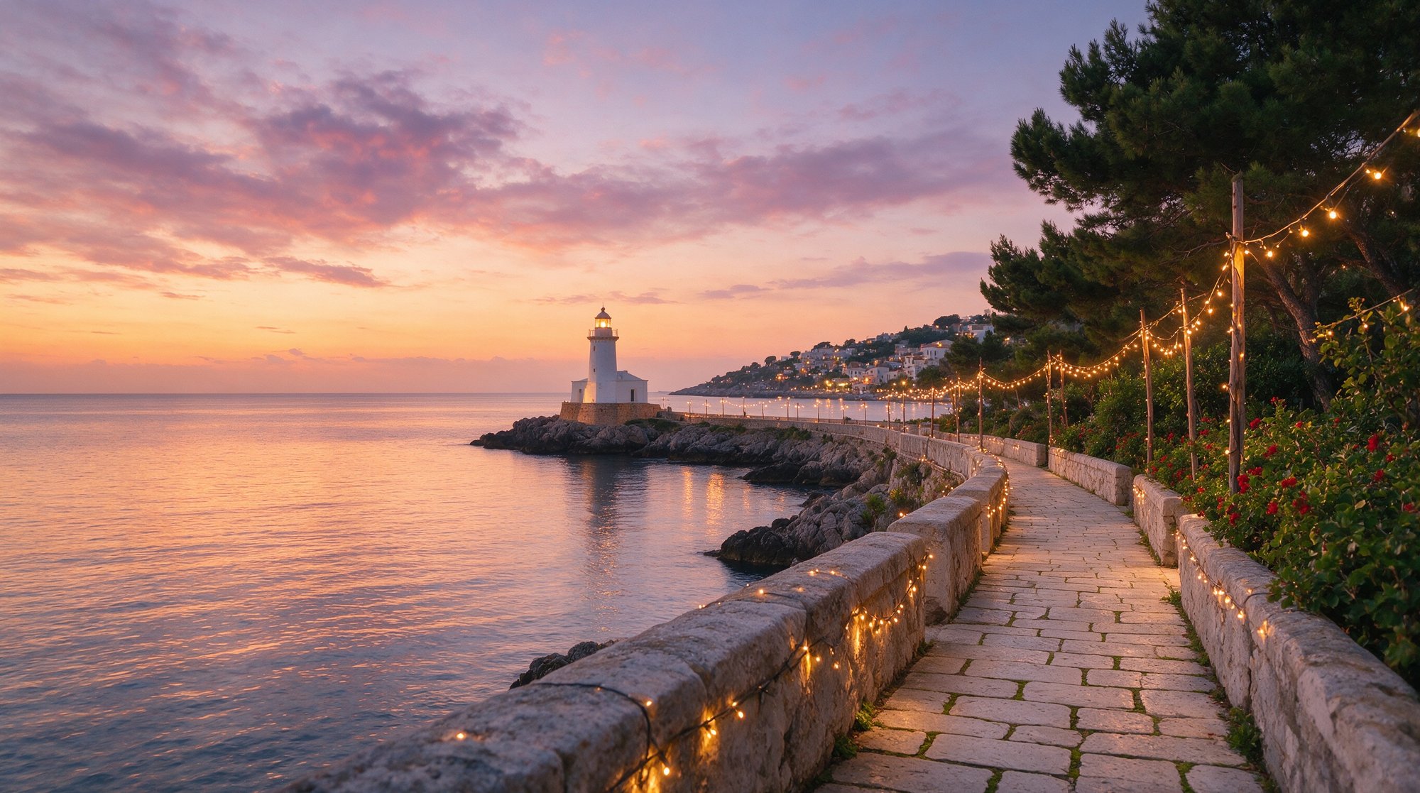 El Paseo Marítimo de Ferrara en Torrox al atardecer, junto al Mediterráneo